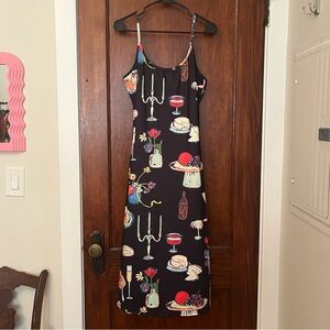 Women's Food Print Slip Maxi Dress - Size Large
